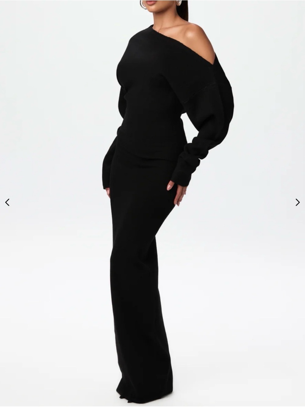 NAKD WARDROBE KNIT OFF-SHOULDER SWEATER MAXI DRESS